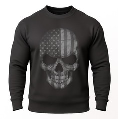 USA Skull Sweatshirt | Distressed American Flag Skull | Unisex Warm Crewneck