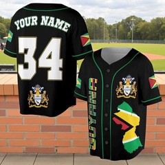 Personalized Name & Number Guyana Flag Coat of Arms Baseball Jersey Unisex S-5XL