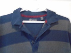 Arrow USA 1851 Large Tall Men Henley ~ Navy Gray Stripes ~ Poly cotton blend~