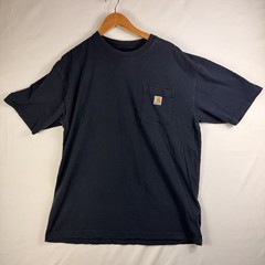 Carhartt T-Shirt Men’s L Relaxed Fit Blue Short Sleeve Pocket Tee 100% Cotton