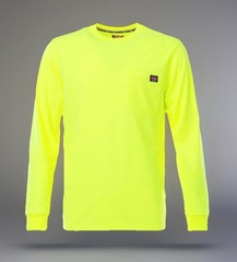 NEW Wrangler Workwear Men’s Hi-Vis Yellow Long Sleeve Pocket T-Shirt Size XL