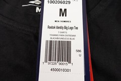 Reebok Mens Medium Black Short Sleeve Identity Big Stacked Logo T-Shirt NWT