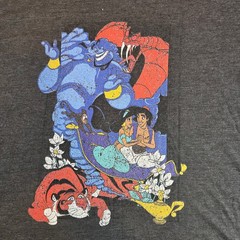 Disney Aladdin Genie Jasmine Abu Graphic Tee Shirt XL Tultex Gray