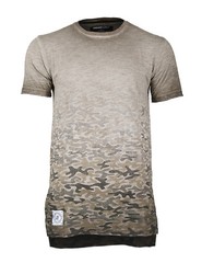 ZIMEGO Mens Short Sleeve Camouflage Longline Hipster Side Slit Oil Wash T-shirts