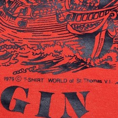 Vintage 70s St Thomas Pirate Ship Travel Tee Single Stitch Medium T Shirt Vtg