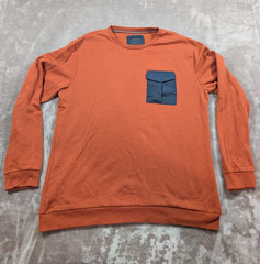 Nomad Mens XL Crewneck Sweatshirt Rust Orange Flap Chest Pocket