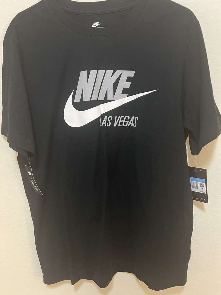 Nike Men’s Short Sleeve Running T Shirt Las Vegas Swoosh Logo Cotton M Black
