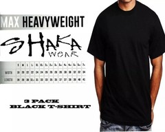 5XT 3 Pack Shaka Wear Men Short Sleeve 5Xtall Tee Max Heavyweight Black T Shirt