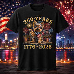 Yorkie Dog 250th America Patriotic USA 4th of July T-Shirt