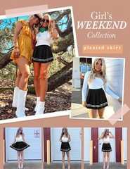 Black Pleated Skirt Mini Skirt School Girl Skirts High Waisted Skater Skirt B…