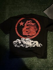 Hellstar custom Men’s Black Skull Graphic Print Crew Neck Short Sleeve T-Shirt S