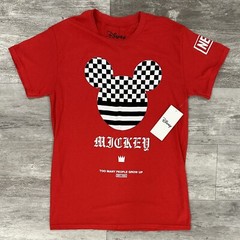 Disney Mens T-Shirt Red Logo Neff Mickey Too Many People Grow Up Size Small