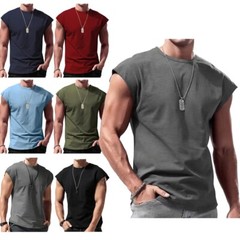 Mens Casual Sleeveless T-Shirt Solid Color Vest Tank Tops for Vacation Travel