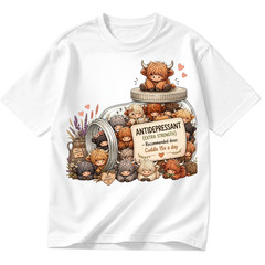 Funny Highland Cow Antidepressant Shirt Cute Animal Lover Gift Tee S-5XL