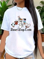 Disney Frozen Olaf Mickey Mouse Minnie Mouse T Shirt Santa Hat Unisex 3
