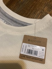 NEW Eddie Bauer Mens XL Waffle Knit Ivory Thermal Long Sleeve Crewneck Shirt