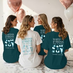 Matching Hen Do Custom T Shirt Martinis Bikinis Bride Tee