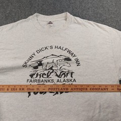 Vintage 90s Alaska Shirt Skinny Dick’s Halfway Inn Mens XL Gray Funny Novelty