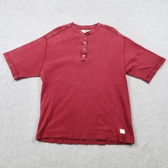 Vintage Levis Mens Henley Shirt M Burgundy Red Short Sleeve Ribbed Cotton