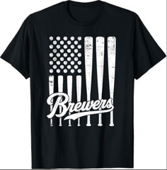 Vintage Brewers Baseball American US Flag for Men Women Kids T-Shirt