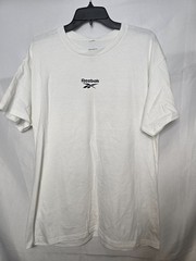 NWT Reebok Mens White Cotton Short Sleeve Game Win Logo Graphic T-Shirt Size M