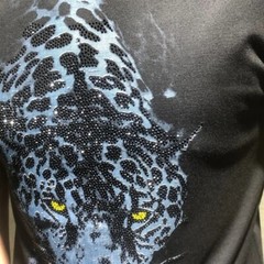 New Men Luxury Leopard Rhinestones Fashion Black White T-Shirt High Quality