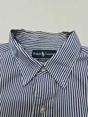 Ralph Lauren Boys Blue Striped Button Up Shirt Size 16 Slim Classic