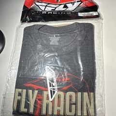 Fly Racing Men’s Graphic T-Shirt Gray Short Sleeve Cotton Tee Size XL New With T