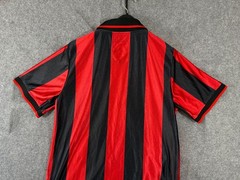 Scarface Reason Soccer Jersey Shirt Mens M Red Black Striped Slim Fit Collared