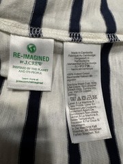 J.CREW Men’s WHITE/NAVY Club Cotton Yarns Striped Casual Crew Collar Tee XL
