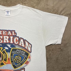 Vintage 2001 Real American Heroes NYC T Shirt Mens L White FDNY NYPD Delta Tag