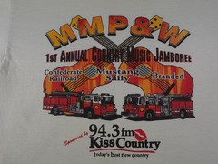 Vintage Fire Truck Shirt Mens Medium White Country Music Guitar Jamboree Fire