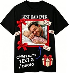 Custom Name Photo T-shirt Personalized Father’s Day Gift For Dad Papa Casual Tee