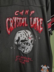 Brand X Camp Crystal Lake Jason Voorhees Men’s Black V-Neck Jersey Tee 3XL