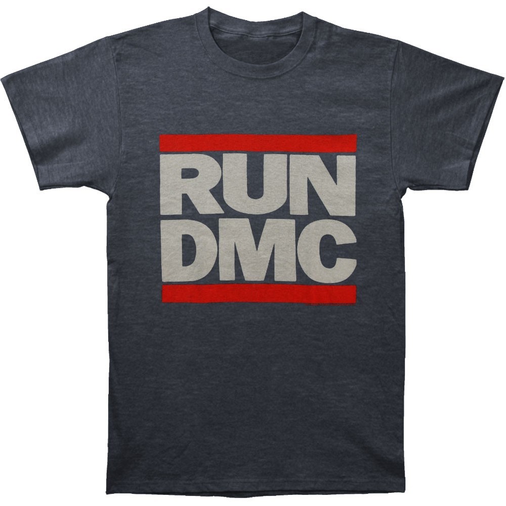 Men’s Run DMC Classic Logo On Soft Tee Slim Fit T-shirt Small Grey