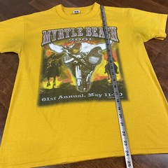 Vintage Myrtle Beach Motorcycle Shirt Mens Medium Yellow Bike Week Y2K 2001