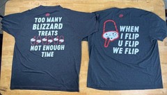 Dairy Queen Gray Employee Shirt Size XL Too Many Blizzard Treats Not Enough Time