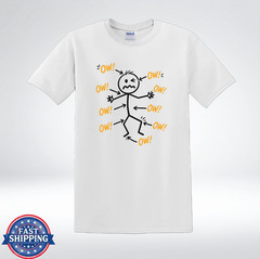 Funny OW Pain Stick Figure Shirt Body Ache Humor T-Shirt