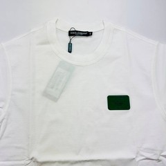 DOLCE & GABBANA Men’s Branded Tag Logo Plaque Cotton Oversized T-Shirt – White