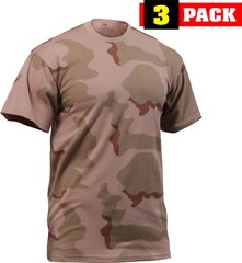 Tri Color Desert Camouflage T-Shirts Mens Tactical Short Sleeve Shirt 3 PACK