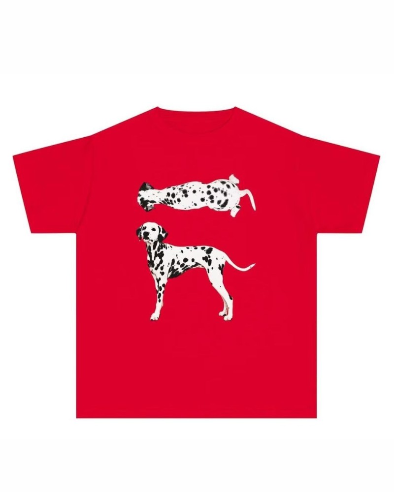 Dalmatian Dog Graphic T-Shirt Funny Pet Lover Unisex Cotton Tee Red Size M