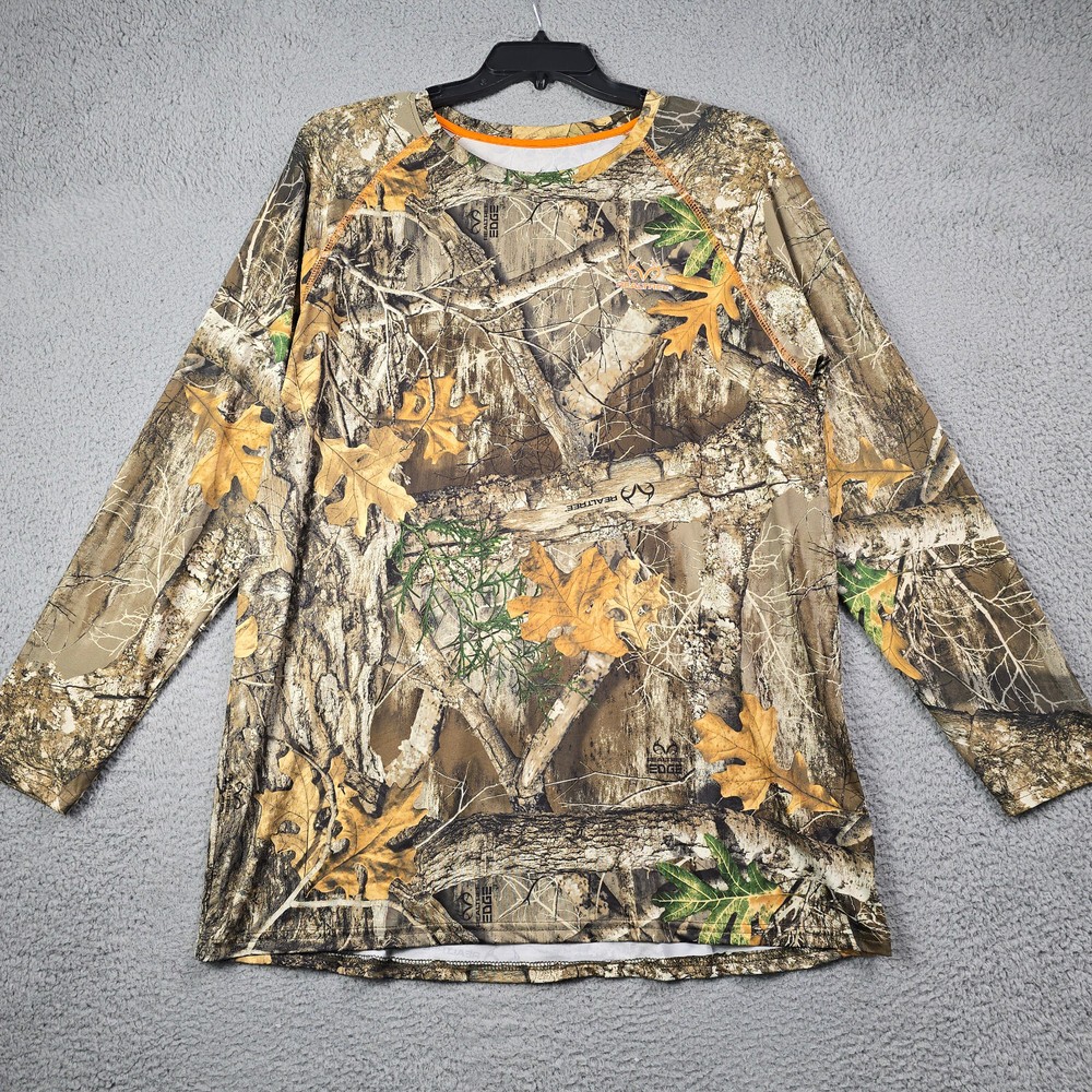 REALTREE Edge CAMO SHIRT Mens Extra Large XL BROWN Long Sleeve HUNTING HIKING