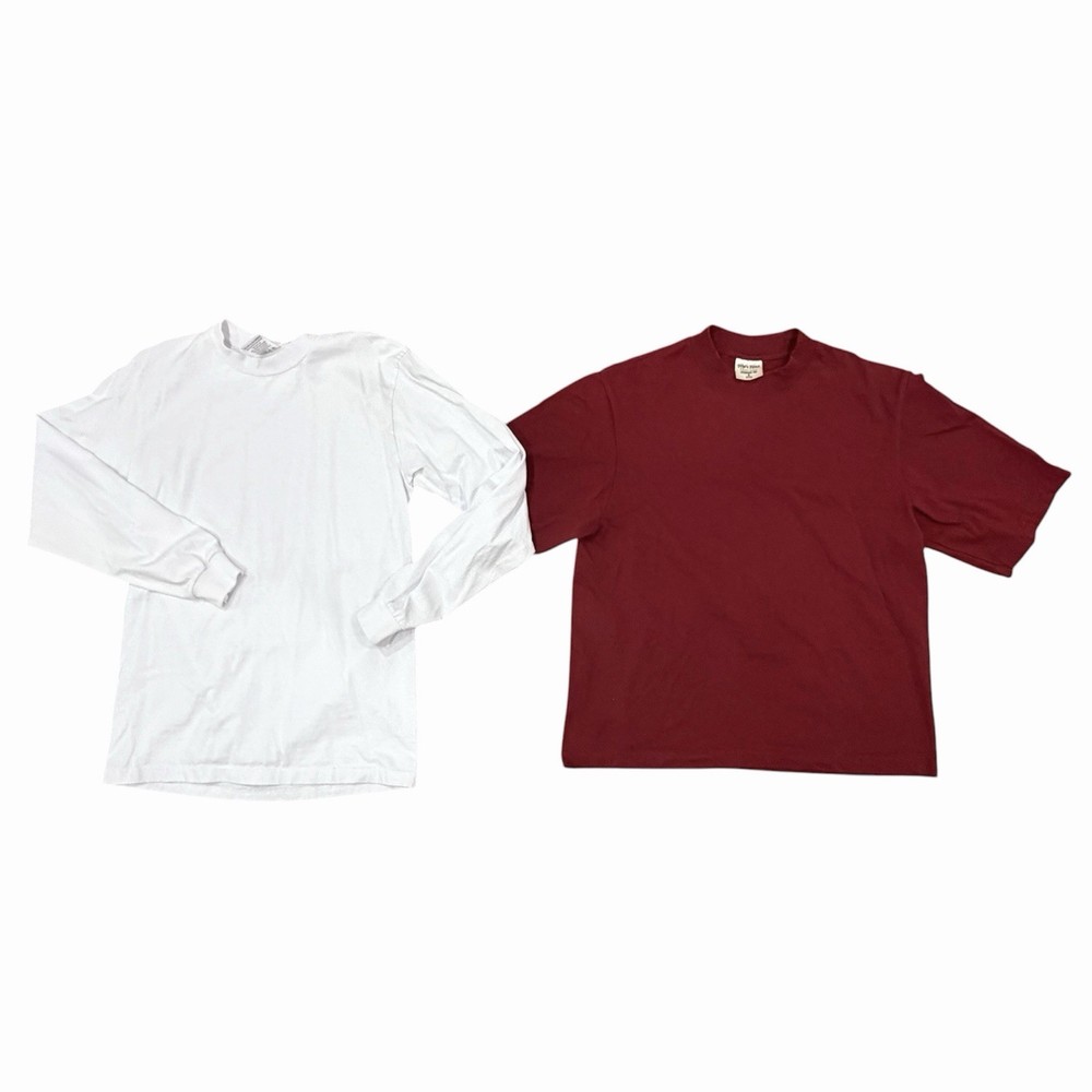 2 Shaka Wear Men’s T-Shirts Sz Medium LS Red & SL White 100% Cotton EUC!