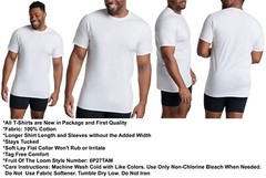 3 White Tall Man 3XT 54-56 Inch Crew Neck T-Shirts Fruit Of The Loom 137-142 CM