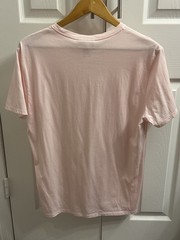 Lacoste Mens Pink Striped Cotton V-Neck T-Shirt Short Sleeve Size L Designer Tee