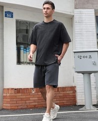 Men’s 3 Pcs Cotton T-Shirts Oversized Unisex Short Sleeves Casual Loose Wash M