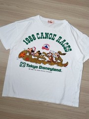 Vintage 1988 Tokyo Disneyland Conoe Races T-shirt 80s Rare White Mickey Disney