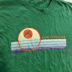 ARTEX Summertime Graphic T-shirt Adult Size Medium Green Surf Beach Vintage 70s