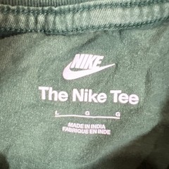 Nike T Shirt Mens Large Green Cotton Swoosh Logo Short Sleeve Crew Neck Pullover