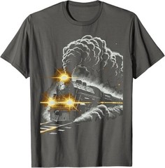 Steam Engine Train Vintage Locomotive Conductor Men Boys T-Shirt